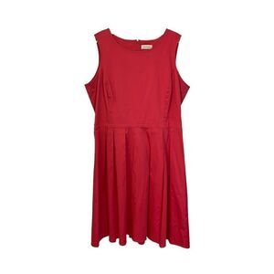 Calvin Klein Pink Pleated Flare Sleeveless Dress | Size 14